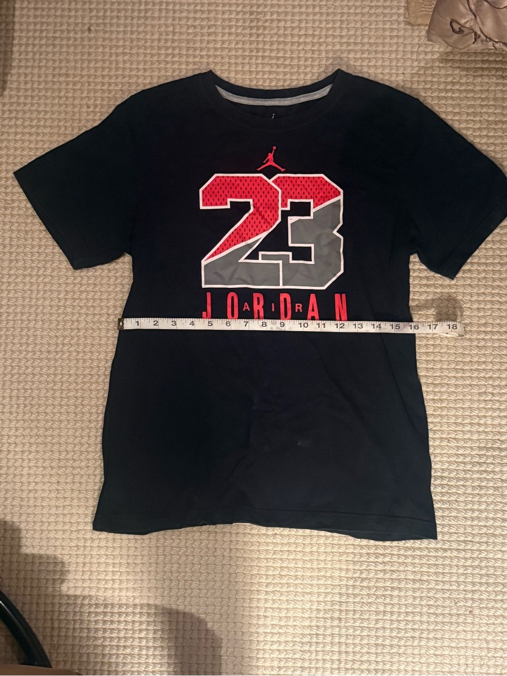 Jordan Black Tee with Red and Gray '23' Graphic